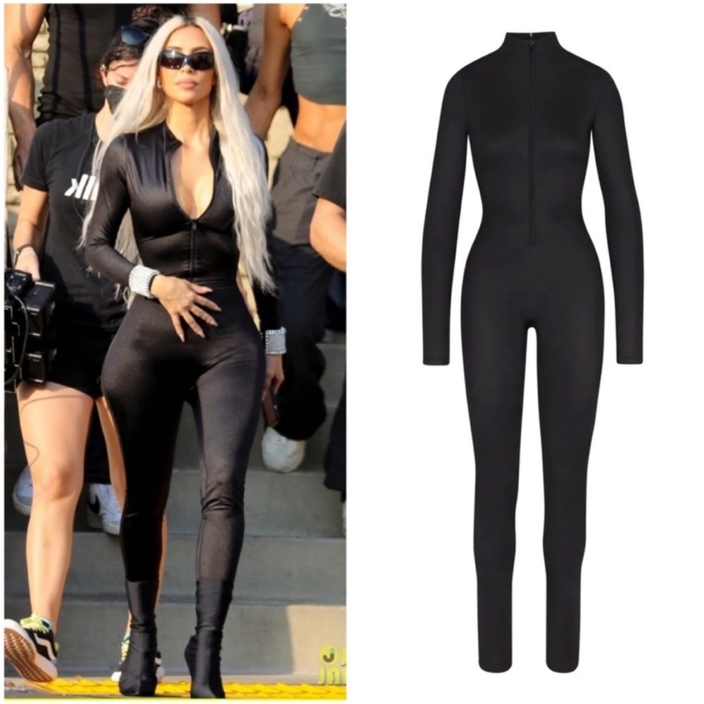SKIMS Black Long Sleeve Jumpsuit